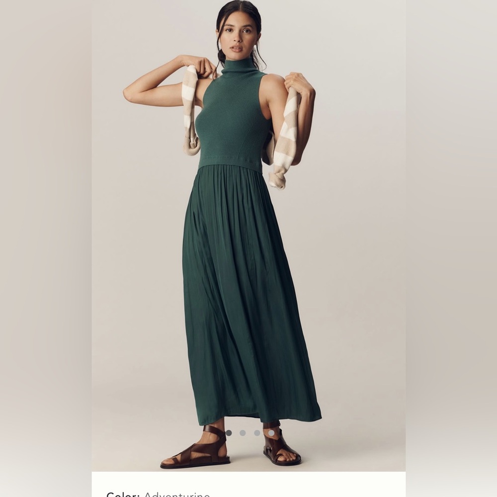 NWT Anthropologie Green Sleeveless Maxi Dress